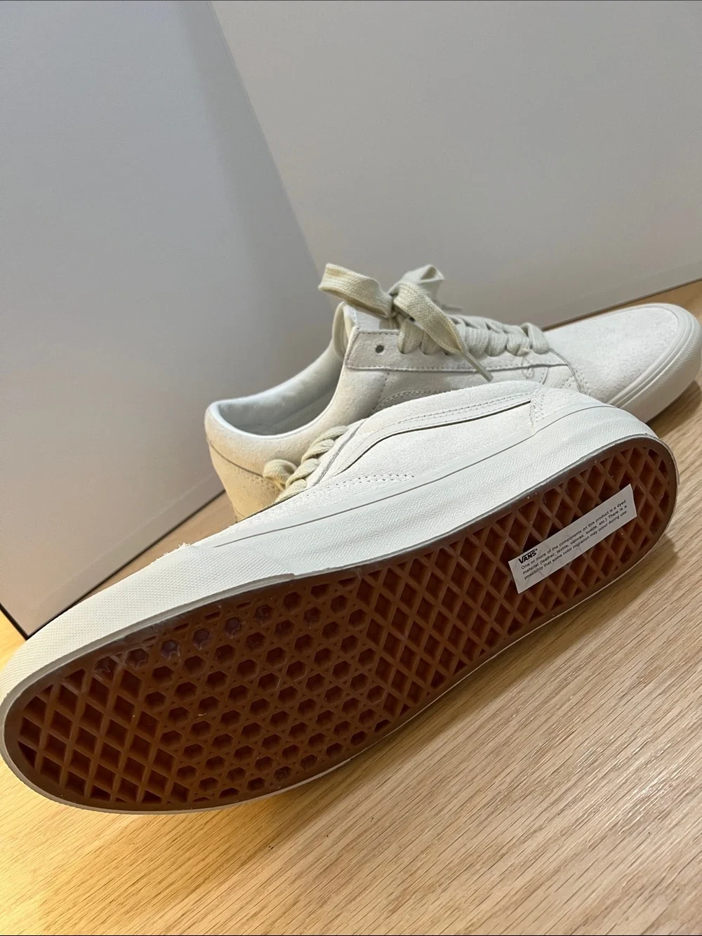 Vans Cream Suede Low-Top Sneakers
